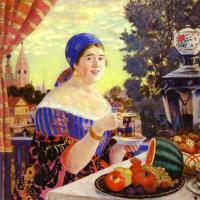 Kustodiev, Boris - A Merchant Wife at Tea
